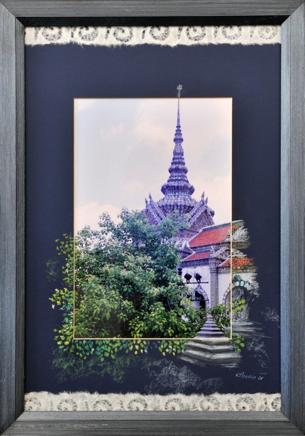 Kvetinovy chram Thailand fotopastel 40x60cm 2